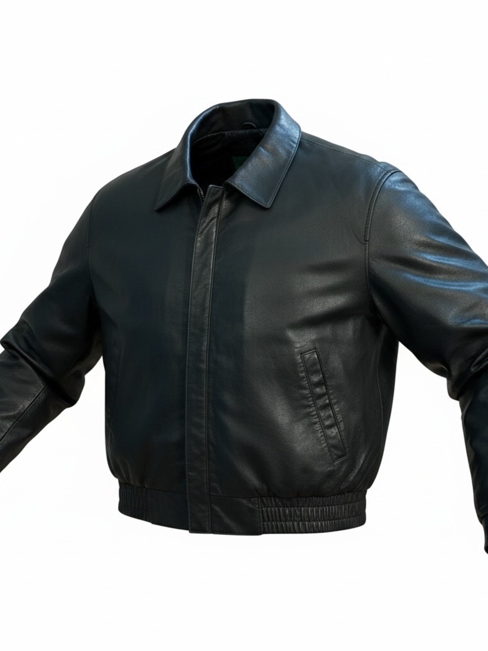VTG Hill & Archer Men’s Black Leather Bomber Jacket Flight Coat Size 44 L